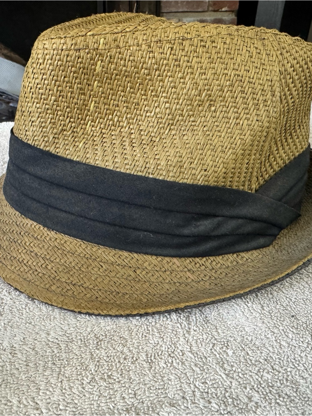 The Hatter Straw Fedora Hat with Black Band